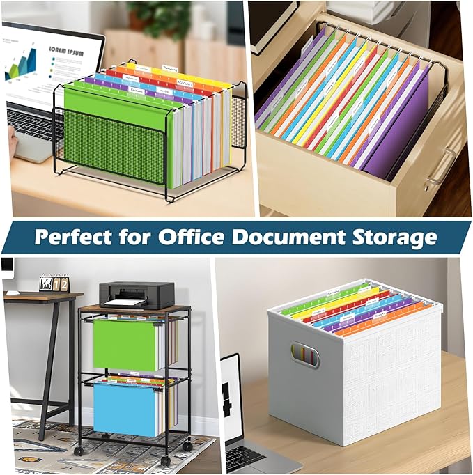 V-Opitos 6 Pack 1 Inch Expansion Hanging File Folders, Letter Size Hanging Folders with 1/5-Cut Adjustable Tab, Extra Capacity Hanging File Folders, Ideal School Classroom, Office Supplies