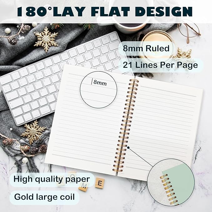 BearCake Boho Floral Christian Notebook Journal,spiral Bible Notebooks for Note Taking,Christian Gifts for Women, Bible Journaling Notebook,Bible 5:22-23 Hardcover Spiral Notebook 5.5x8.3 green