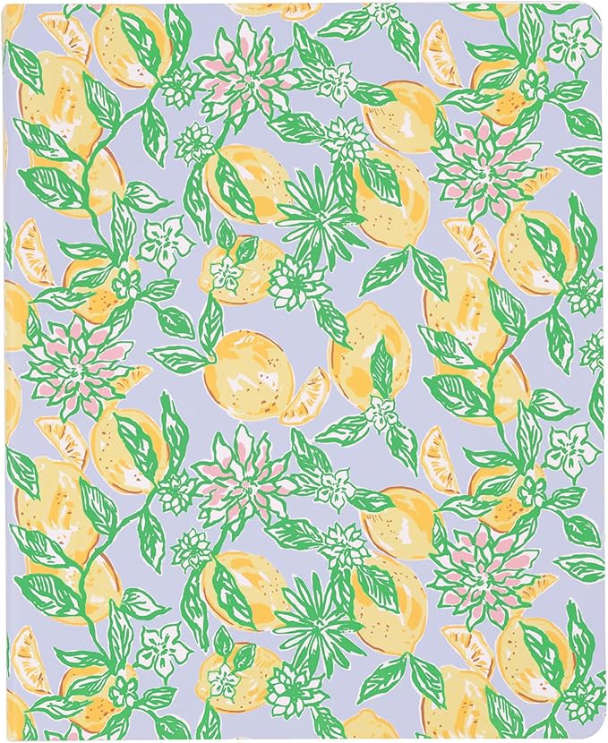 Lilly Pulitzer Concealed Spiral Mini Notebook, 6 x 8.25 Small Journal with 160 College Rules Pages, Make Lemonade