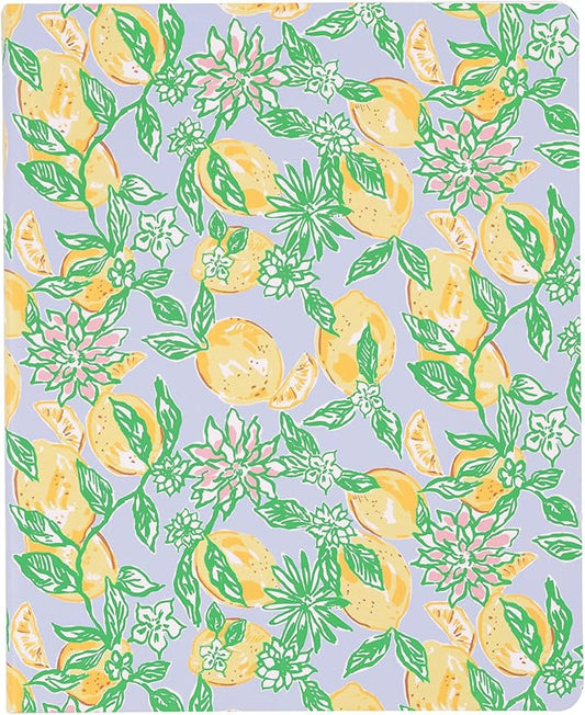 Lilly Pulitzer Concealed Spiral Mini Notebook, 6 x 8.25 Small Journal with 160 College Rules Pages, Make Lemonade