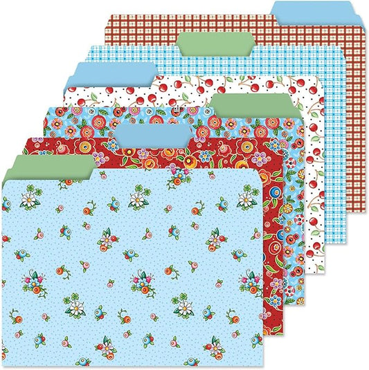 Current Mary Engelbreit File Folders Value Pack - Bulk Set of 24, 6 Pretty Decorative Designs, 1/3 Cut Tabs, Heavy-Duty Paper Stock, Office Supplies for Home & Work, 9-½” x 11-¾” Letter Size