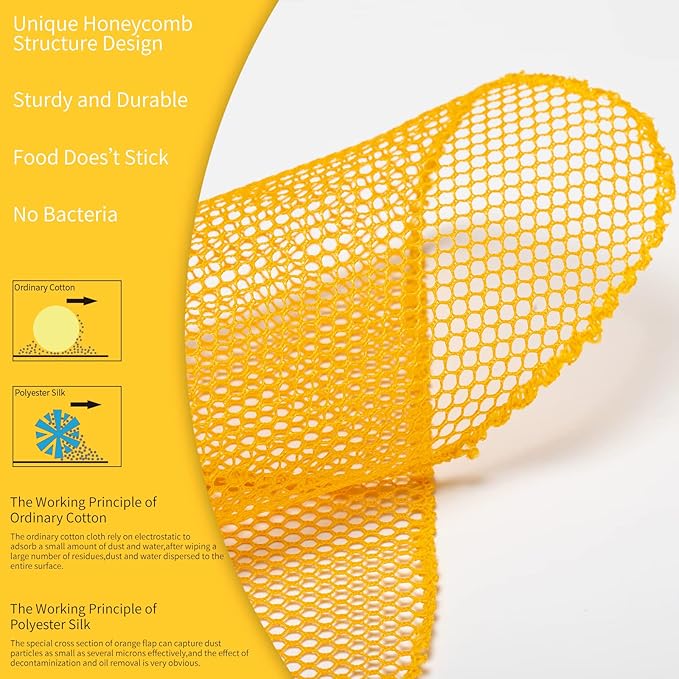 6Pcs Dish Wash Net,Innovative Mesh Cloth,Ultra Non-Scratch Dish Rags for Washing Dishes,100% No Odor/Quick Dry,Perfect Scrubber,Dish Sponges for Washing Dishes Yellow/Pink/Gray