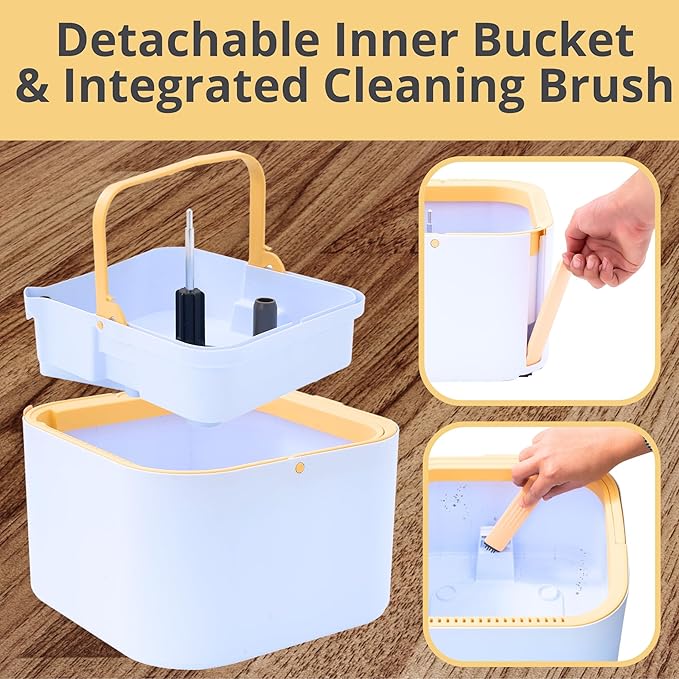 True & Tidy® TrueClean Spin Mop 2.0 w/Detachable Inner Bucket, Self Standing, Separates Clean and Dirty Water, Foldable Square Mop Head, Triple Jet Stream w/Hidden Brush, Replaceable 2pc Pads