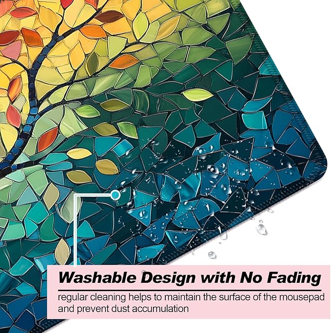 Fantasy Tree of Life Gaming Desk Mat, Computer Keyboard Large Extended Long Abstract Mouse Pad for Office and Home, XL (W04)