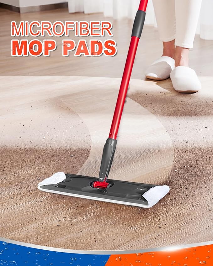 Flat Mop Refills Compatible with O Cedar H2prO Flat Mop System, Mops Replacement Heads fit for O Cedar H2 prO Flat Mop Refills Pads, Washable Reusable Mop Pad Refills, 2 Pack