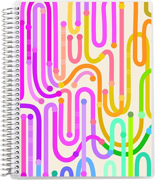 Erin Condren 8.5” x 11” Lined Spiral Notebook, College-Ruled Layout with 80 Lb. Paper, Journey Cover, 160 Lined Notebook Pages, Platinum Coil, Stickers Included