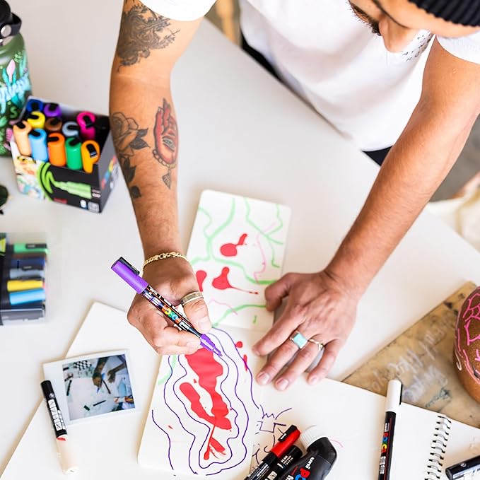 posca Markers Set, 8 Medium Paint Markers 5M – Soft Tones – White, Sunshine Yellow, Apricot, Light Pink, Coral Pink, Lavender, Light Blue, Aqua Green