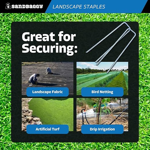 Sandbaggy 6 inch Landscape Sod Staples (8 Gauge Steel) | Great for Hard & Rocky Soil | 40% Thicker Than Standard 11 Gauge | Trusted by Farmers & Contractors Across USA (800 Staples)