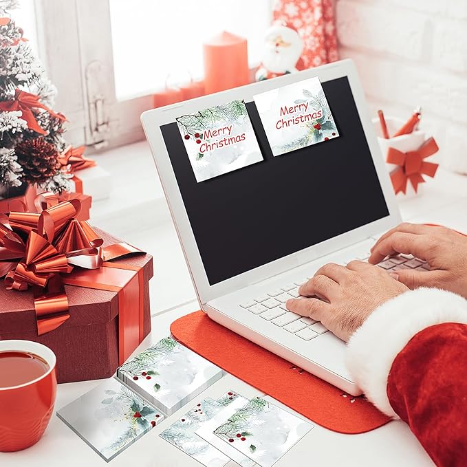 9 PCS Christmas Sticky Note Set - Cute Self Adhesive Memo Notepads for Xmas Winter Holiday Party School Work Study Supplies Kids Gifts, 450 Sheets