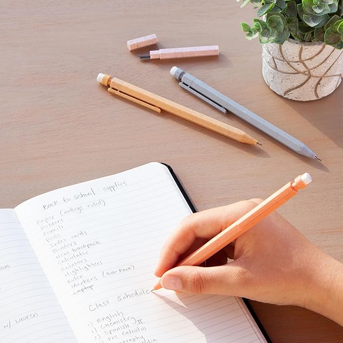 U Brands U-Eco Recycled Mechanical Pencil Set, Bulk Mechanical Pencils 0.7mm, Speckled Hex Brights, Medium Lead, School Supplies, 6 Pack