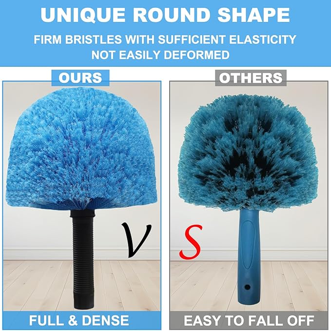 Blue Twist-On Cobweb Duster Head Brush - Efficient Indoor & Outdoor Spider Web Cleaning Solution - Fits Standard Acme Threaded Poles - Durable & Versatile Spider Web Cleaner Duster Brush Head Only