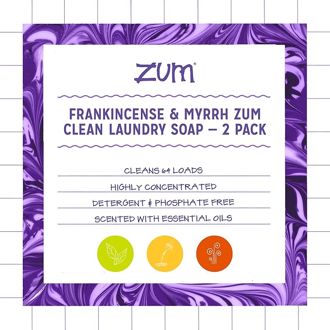 Indigo Wild Zum Clean Laundry Soap - Plant-Based Liquid Laundry Soap - Contains Baking Soda, Essential Oils & Saponified Coconut Oil - Frankincense & Myrrh Scent - 64 fl oz (2 Pack)