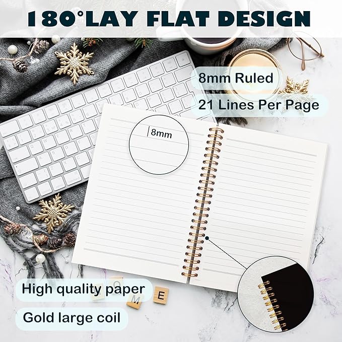 BearCake Boho Floral Christian Notebook Journal,Bible 5:22-23 Christian Gifts for Women, spiral Bible Notebooks for Note Taking, Bible Journaling Notebook,Spiral Notebook 5.5x8.3 black