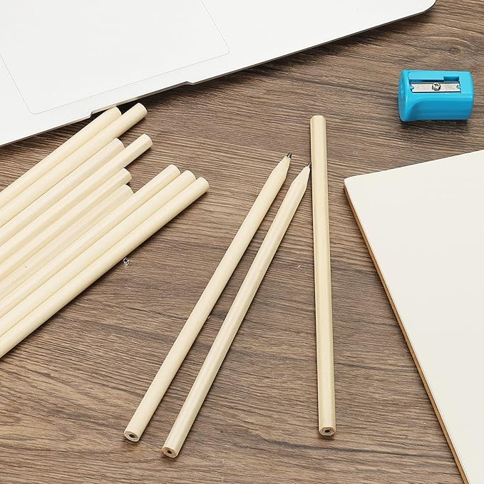 PATIKIL Round Wooden Pencils Bulk, 30 Pack HB Graphite Pencils Double-Ended Design for Office Supplies, Engineering Marking Writing Art Drawing Supplies, Brown