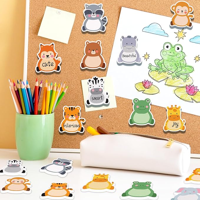 Jungle Animals Sticky Notes, 240 Pages Cute Cartoon Animal Self Adhesive Memo Pad Jungle Animals Sticky Note Self Stick Cartoon Notepad Notes Memo Pads for Home, School, Office -12 Designs