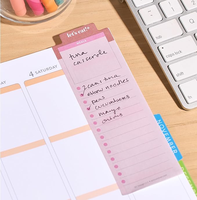 Erin Condren Grocery List Bookmark Sticky Notes, Multifunctional Sticky Notepad and Bookmark for Grocery Lists and Meal Prep, Use as Tab or Bookmark in Notebooks, Planners, Journals