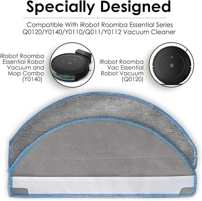 (8 Pack) Roomba 104 Mop Pads for iRobot Roomba Robot Vacuum and Mop Combo Y0140 Y0110, Vacuum 2 Essential Robot Q0520, Mop Pad for Roomba 104, Roomba 105 Combo Robot