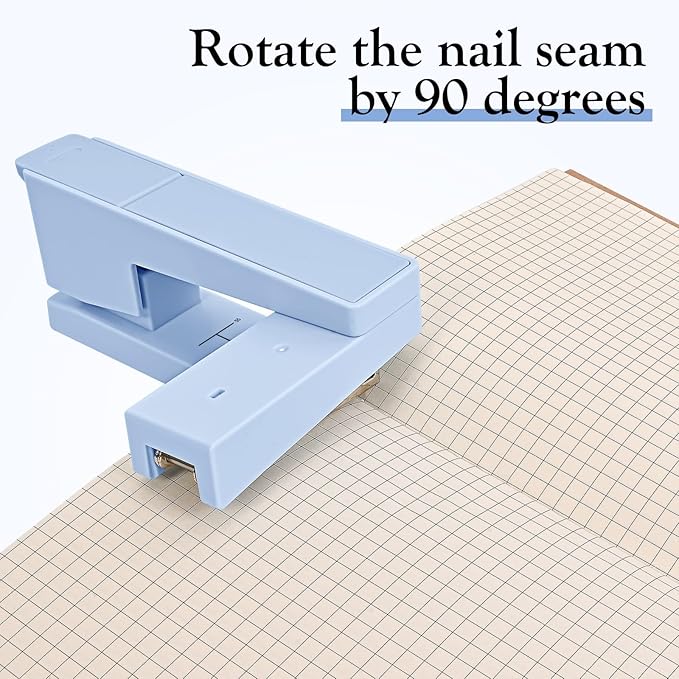 Swing-Arm Swivel Stapler - 20 Sheets Capacity, 360 Degree Rotate Desk Stapler with 100 Staples - Non-Slip Office Stapler, Blue