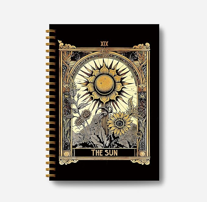 Tarot Card Notebook Journal - The Sun Tarot Notebook 5.5×8.3, Tarot Spiral Bound Notebook Aesthetic with 164 Pages, Witch Journal, Witch Gifts