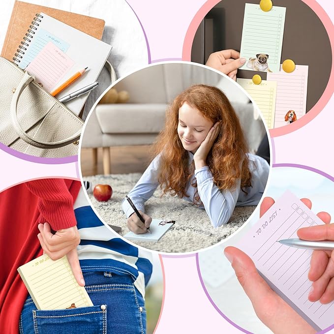 300 Sheets to Do List Notepad Daily Checklist Sticky Notes Cute Undated Memo Pad Color Block to Do Note Pad Weekly Plan Agenda and Organizer Planners for College(Dog Style,3.14 x 5.11 Inch)