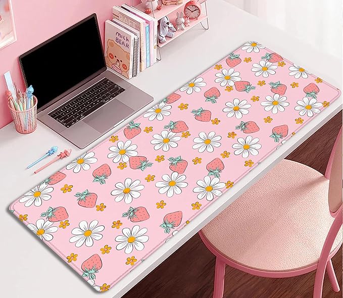 Strawberry Pink Mouse Pad - Large, 27.5X11.8 in, Gaming Mouse Pad and Desk Mat for Computer, Office, Home Work