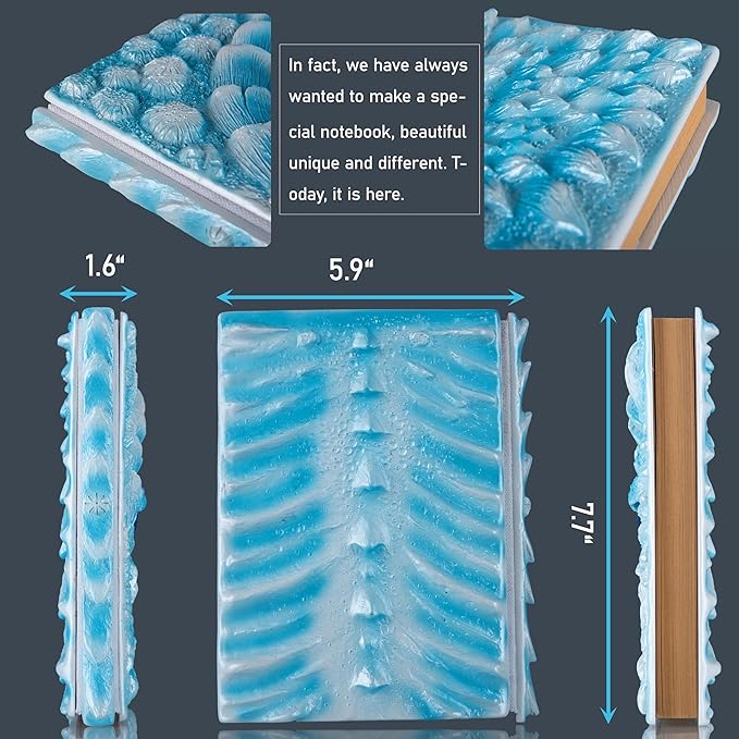 3D Dragon Eye Embossed Journal,Resin Engraving Notebook,Dnd notebook for Dragon Lovers ，Blank Paper,Hardcover Travel Notepad for Writing,Sketchbook,Collection,Gift,Decoration A4 and A5 Size (A5-Ice dragon)