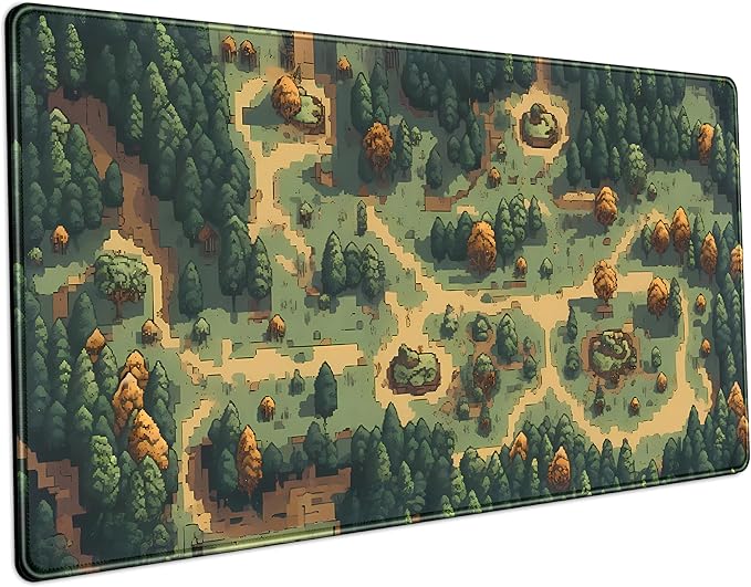 Cute Desk Pad Brown Green Forest Pixel Desk Mat Plant Mouse Pad XXL Large Gaming Desk Matt for Desktop, Laptop Computer Mousepad Keyboard Mouse Mat for Women Office Decor Accessories 31.5''x15.7''