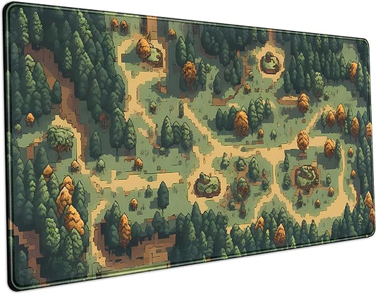 Cute Desk Pad Brown Green Forest Pixel Desk Mat Plant Mouse Pad XXL Large Gaming Desk Matt for Desktop, Laptop Computer Mousepad Keyboard Mouse Mat for Women Office Decor Accessories 31.5''x15.7''