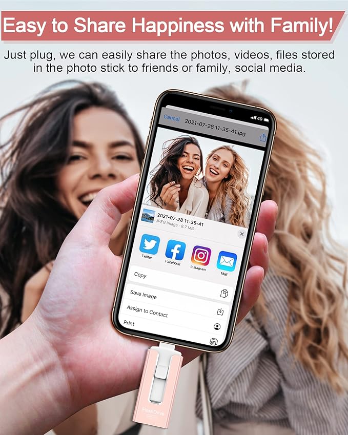 Sunany Flash Drive 512GB Thumb Drive USB Memory Stick High Speed External Storage USB Stick Photo Stick for Phone, Pad, Android, PC and More Devices (Pink)