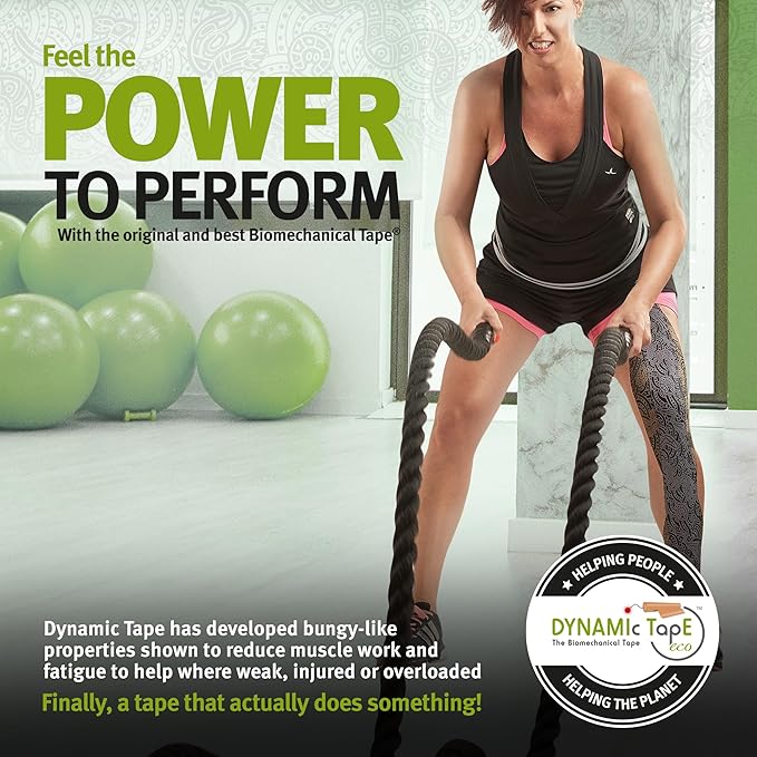 Dynamic Tape Eco | Biomechanical Adhesive Tape | Physio Tape for Knee, Ankle, Shoulder, Leg, Muscle Support | Sports Tape for Football, Rugby, Ideal for Athletes |Grey & Black - 3" (4)