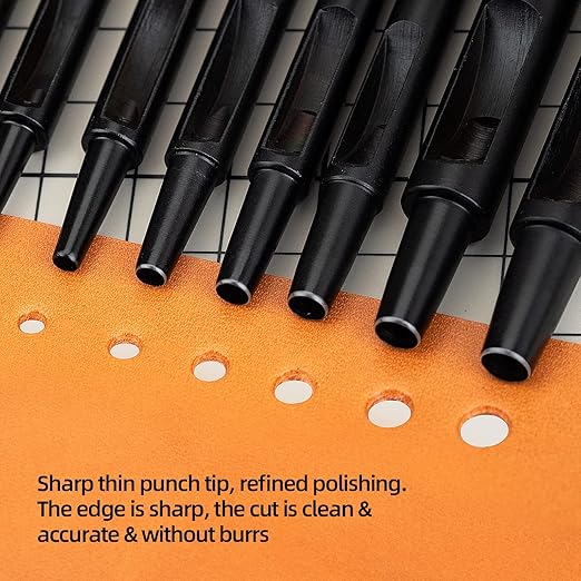 WUTA Leather Punches Round Hole Puncher Plating Titanium Hollow Punching Tool Working for Watch Band, Fabric, Plastic 1+1.5+2+3+4+5mm (6pcs)