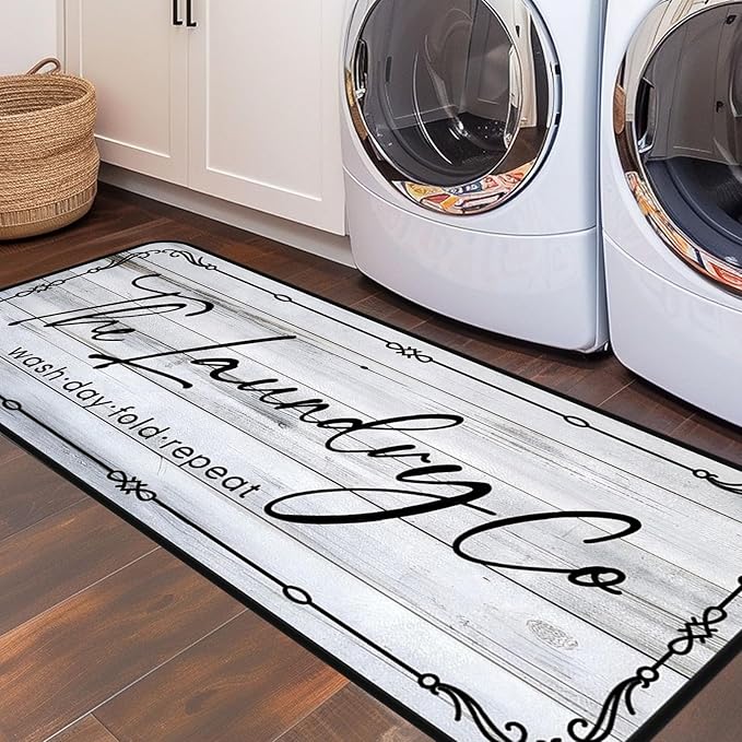 Laundry Room Rug Runner 24"X72" Non Slip Farmhouse Mats Organization and Washable Floor Long Rugs for Laundry Room Accessories Mudroom Kitchen Bathroom Area Rugs Decor
