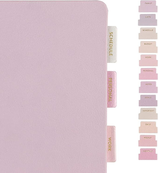 Erin Condren Vegan Leather Monthly Adhesive Tabs, Functional Planner Tabs for Organization, Sticky Index Page Markers, Journal and Notebook Accessories, Pastel