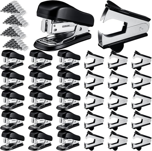 Sherr 20 Pack Mini Staplers Bulk 20 Pcs Staple Remover with 15000 Nail Office Staplers for Desk 25 Sheet Capacity Back to School Students Teachers Supplies for Classroom Office Business Black