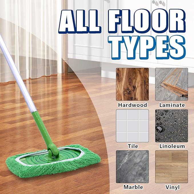 RuannoClean Reusable Mop Pads Compatible with Swiffer Sweeper Mop, Washable Wet Mop Pads Refills, Dry Sweeping Cloths, Microfiber Mops for Floor Cleaning -8 Pack