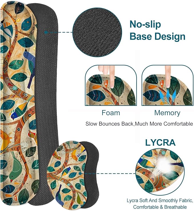 Large Desk Mat Set, Extended Gaming Mouse Pad with Wrist Rest, 4 in 1 Ergonomic Mouse Pad with Wrist Rest Keyboard Mat Combo for Home Office, Colorful Tree Bird