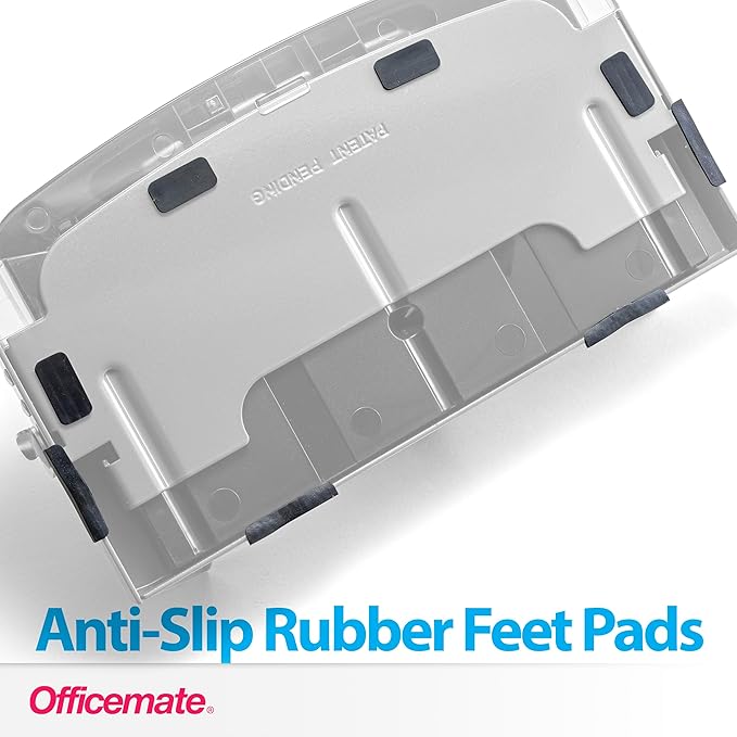 Officemate Deluxe 3-Hole Punch, Heavy Duty, with Chip Drawer, 45 Sheet Capacity (90100), Silver/Navy