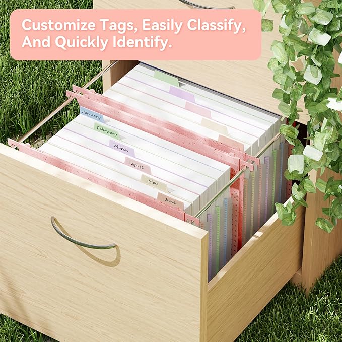 ANSOOK Wheat Straw Large Capacity Hanging File Folders Letter Size,7 Expansion 1.2" Accordion Pockets,3 Pack File Cabinet Folders with Tabs, Natural Colored File Folders for Home and Office Bulk File