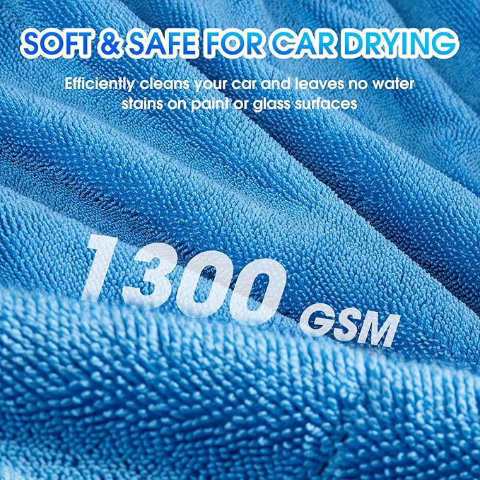 BMLEI Car Drying Towel,48"x24" Extra Large Twisted-Loop Car Detailing Towel,1300GSM Super Absorbent, Streak Free Microfiber Cleaning Cloth for Cars, Trucks,Full-Sized SUVs