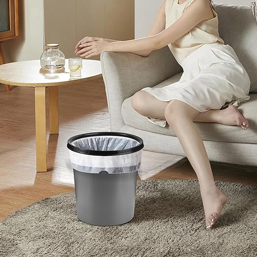 Plastic Small Trash Can Wastebasket - Garbage Can Basket for Bathrooms - Laundry Room, Kitchens, Offices, Kids Rooms, Dorms - Grey