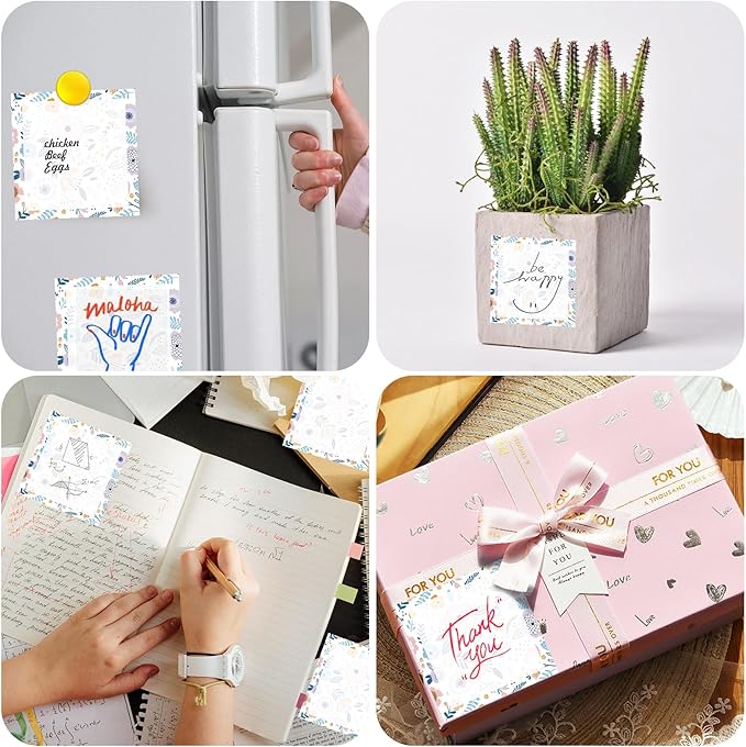 Sticky Notes, 2 Pads, 3x3 inches, Cute Colorful Fun Self-Stick Note Pads, Easy Post, Strong Adhesive Notepad Pastel Flower Mix