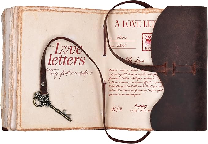 LEATHER VILLAGE Vintage Leather Journal – 200 Handmade Vintage Deckle Edge Paper – Leather bound Journal For Women Men – Vintage Key Closure - Book of Shadows - Chocolate Brown - 8X6 inches (A5)