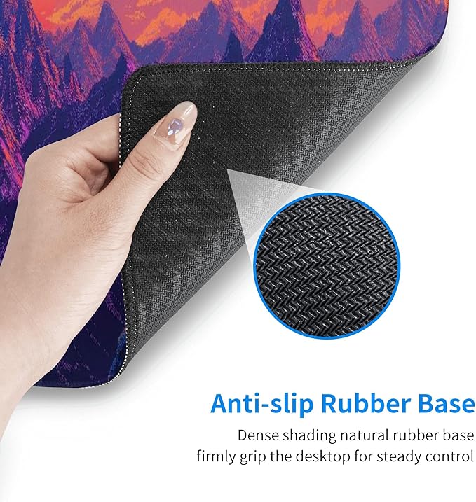 Purple Mountains Sunset Large Mouse Pad, Gaming Desk Mat, XL Keyboard Desk Pad Mat for Desktop, 31.5"x11.8" Non-Slip Base Big Mousepad with Stitched Edges