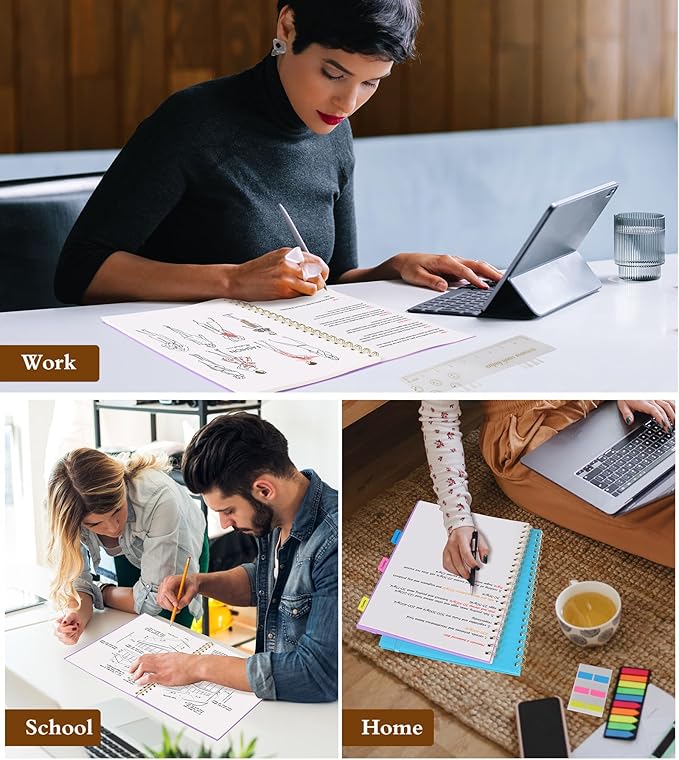 Blank Spiral Notebook Journal 8.5” x 11”, A4 Large Sketch Book for Women Men, 100 GSM Blank Paper Drawing Notebook, Plastic Hardcover Spiral Bound Sketchbook for Sketching Work School Writing, Purple