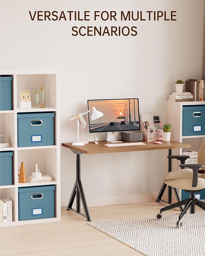 Oterri File Organizer with Lid, File Box, File Cabinet for Letter File Folder Storage, Hanging File Organizer for Office/Decor/Home,Document Organizer, 1 Pack,Dark-Blue-Box Only