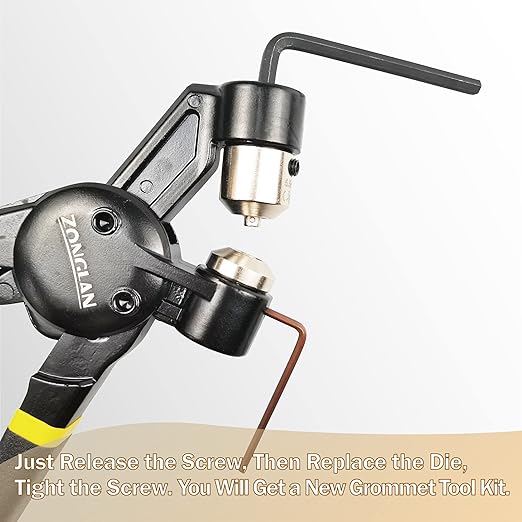 Grommet Tool Kit, Eyelet Tool Multi-Purpose Handheld Manual Hole Punch Rivet Press Plier Crimper 3 Interchangeable Dies with 900 Set 7/32" 5/16" 3/8" Metal Grommets Washers