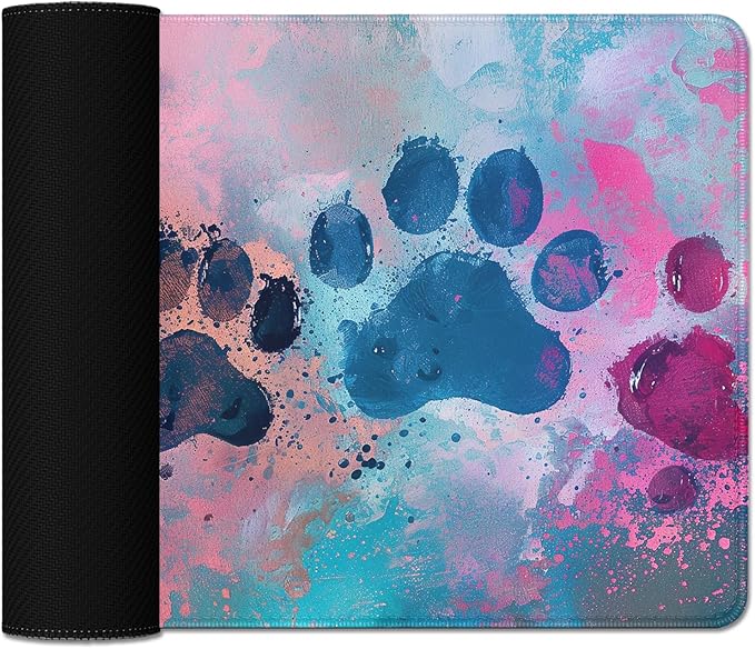 Cute Dog Paw Print Mouse Pad Desk Mat,Large Mouse Pads Desk Pad,Full Size Mouse Pad Gaming Mousepad Mouse Mat with Stitched Edge - Non-Slip Rubber Base for Office Computer Keyboard Laptop