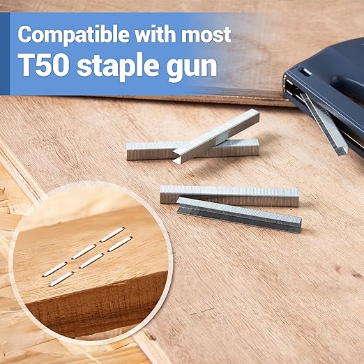 meite T50 Staples, 9/16 Inch Heavy Duty Staples for Staple Gun, Galvanized 20 Gauge 3/8 Inch Crown Staple for Upholstery, Construction, Furniture (5 Boxes)