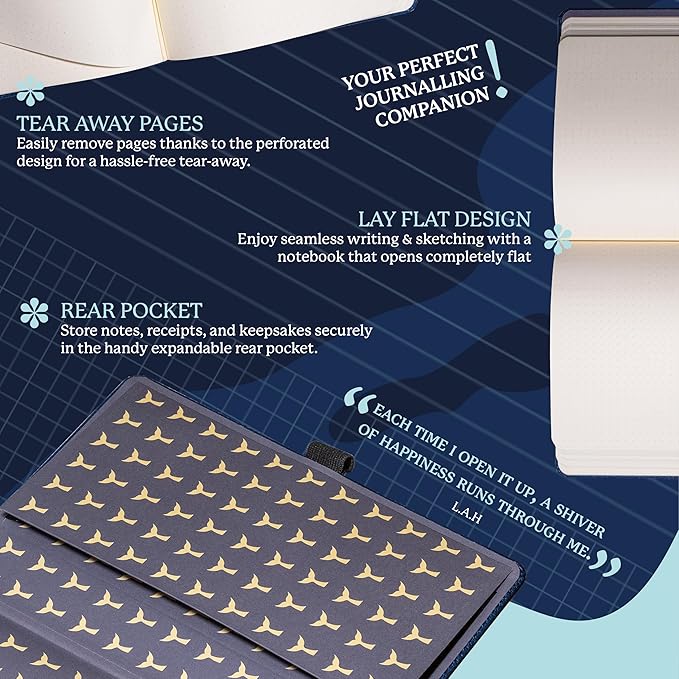 Dingbats Wildlife Dotted Journal A5 - Vegan Leather Hard Cover, Ideal for Work, Travel - Pocket, Elastic Closure, Bookmark