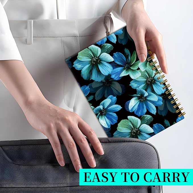 Spiral Notebook Journal for Women Men, A5 Hardcover Journal, 120 Pages Thick Paper, College Ruled Writing Notebook for School, Work & Office 8.3'' × 5.9''(Beautiful Blue Flowers)